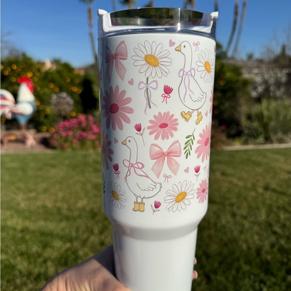Spring goose flowers and bows 40oz Tumbler - Picture 3 of 5